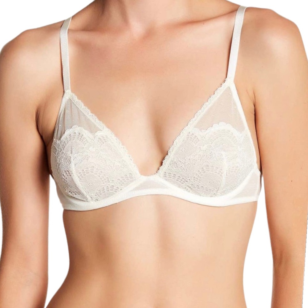 PALMERS White Sheer Lace Triangle Bralette Bra Size Medium